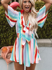 Casual Tie Front Romper Jumpsuit