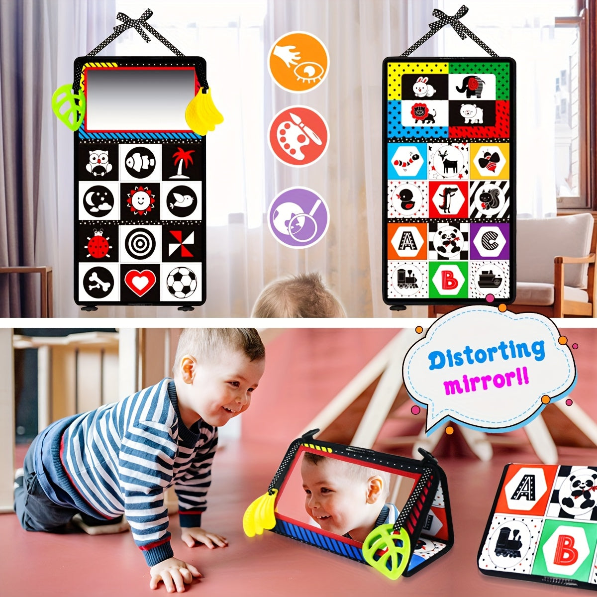 Interactive Double Sided Mirror Cloth Book for Babies