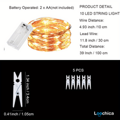 Loochica Photo Clip String Lights with 30 Clear Clips for Hanging Pictures