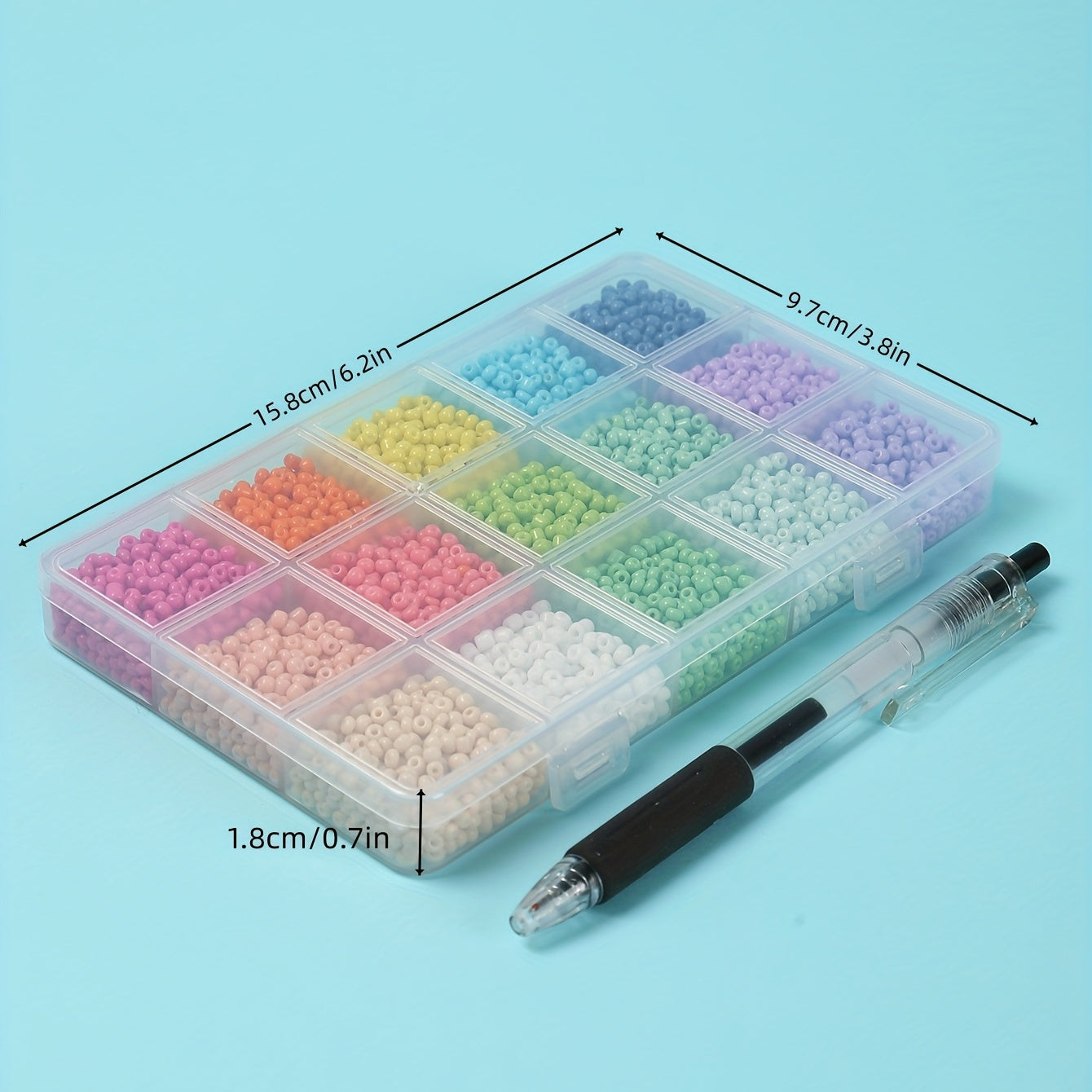 15 Colors 3mm Macaroon Seed Beads & Elastic Thread Set