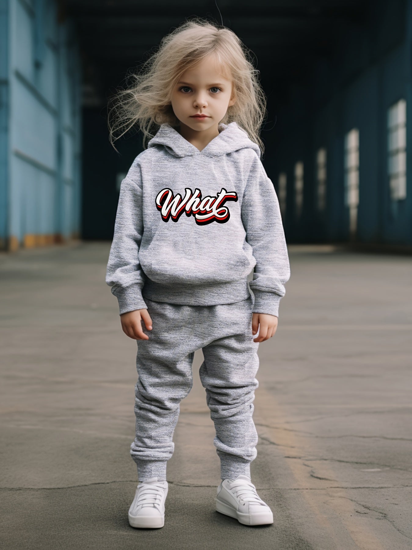 OERYUI Girls boys WHAT Print Hoodies Pants Set For Spring Fall Sports