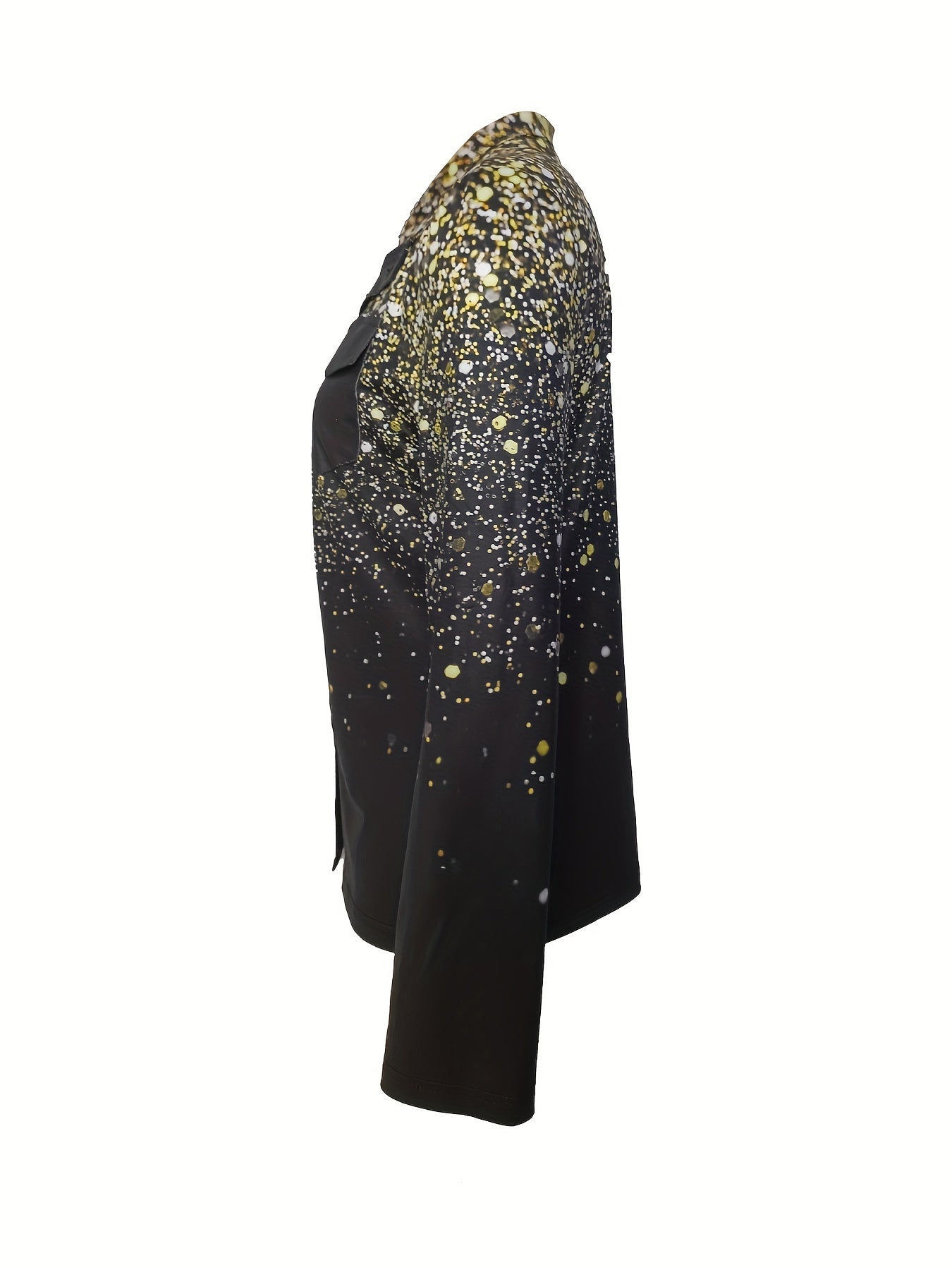  Ombre Golden Dot Print Button Up Collar Shirt