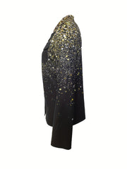  Ombre Golden Dot Print Button Up Collar Shirt