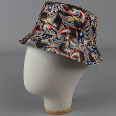 Reversible Peacock Print Bucket Hat Fisherman Cap Lightweight Sun Hat