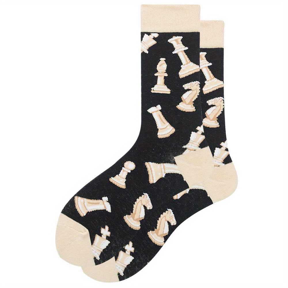 Men's Patterned Crew Socks for Outdoor Wear