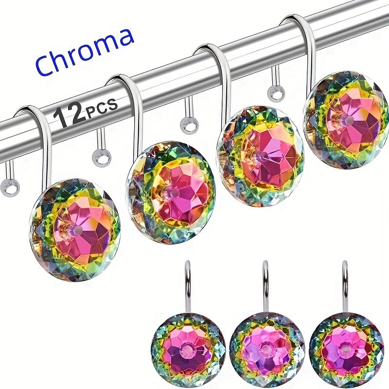 Acrylic Shower Curtain Hook with Rhinestone Design