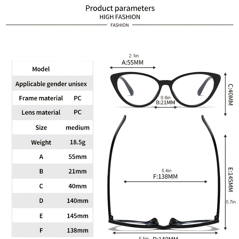 Classic Gothic Cat Eye Frame Computer Glasses