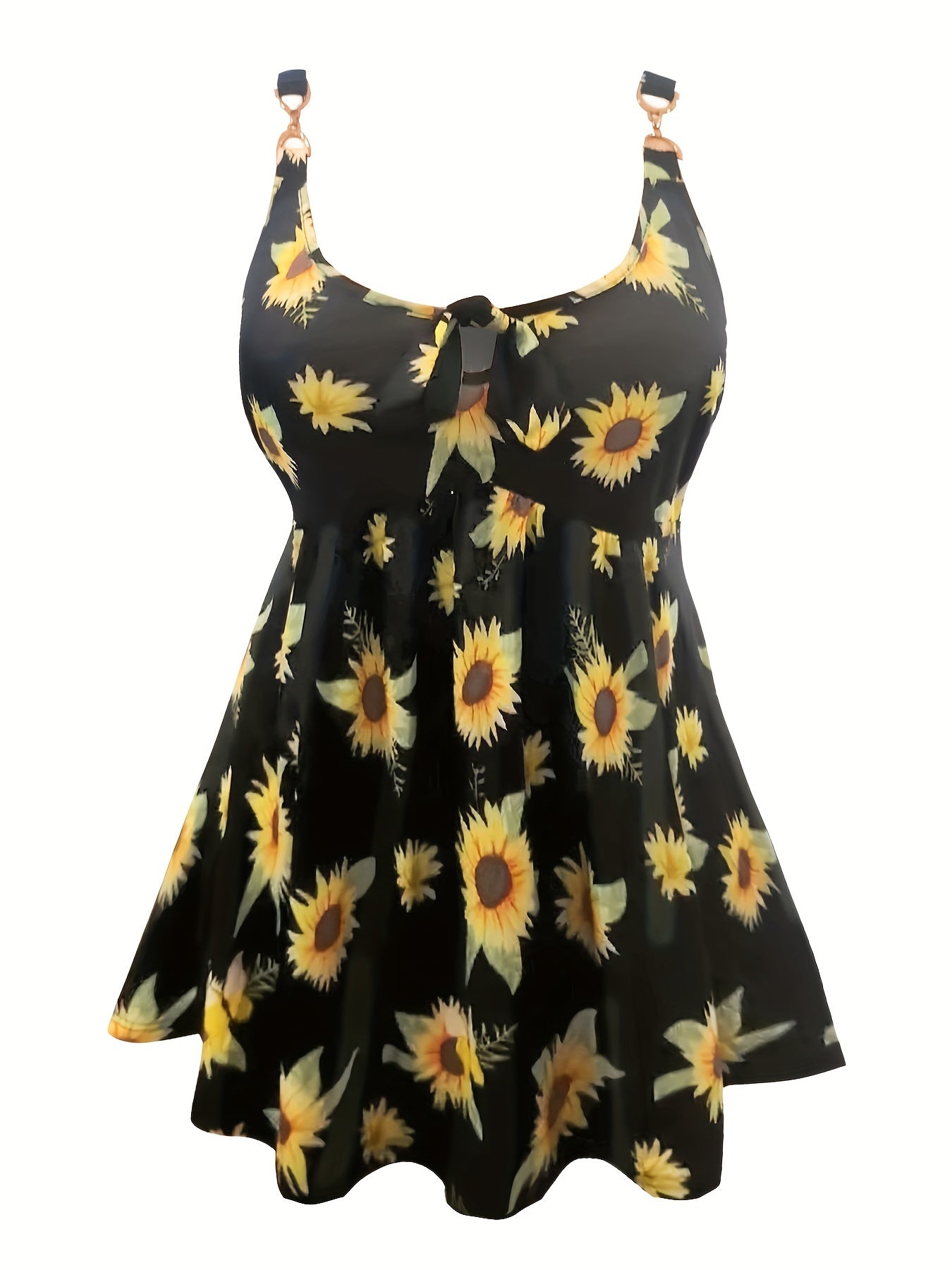  Sunflower Print Peplum Tank Top