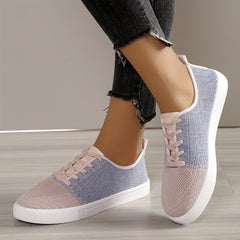 Women's Colorblock Knit Sneakers Lace Up Outdoor Shoes