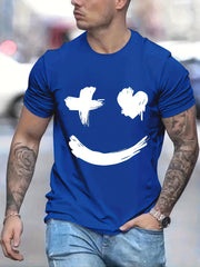 Men's Casual Smile Graphic Print Crew Neck Short Sleeve T-shirt