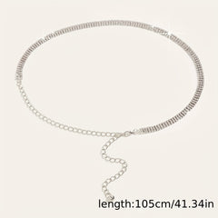 Rhinestone Metal Girdle Dress Chain Belt Golden & Silvery Women