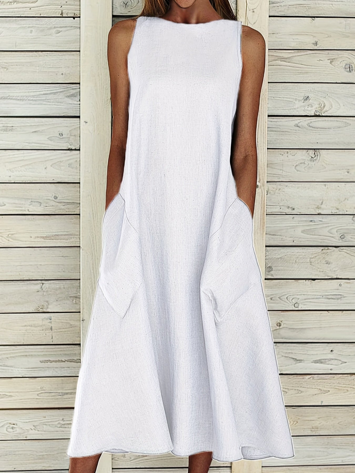  Solid Tank Dress with Pockets
