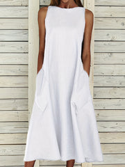  Solid Tank Dress with Pockets