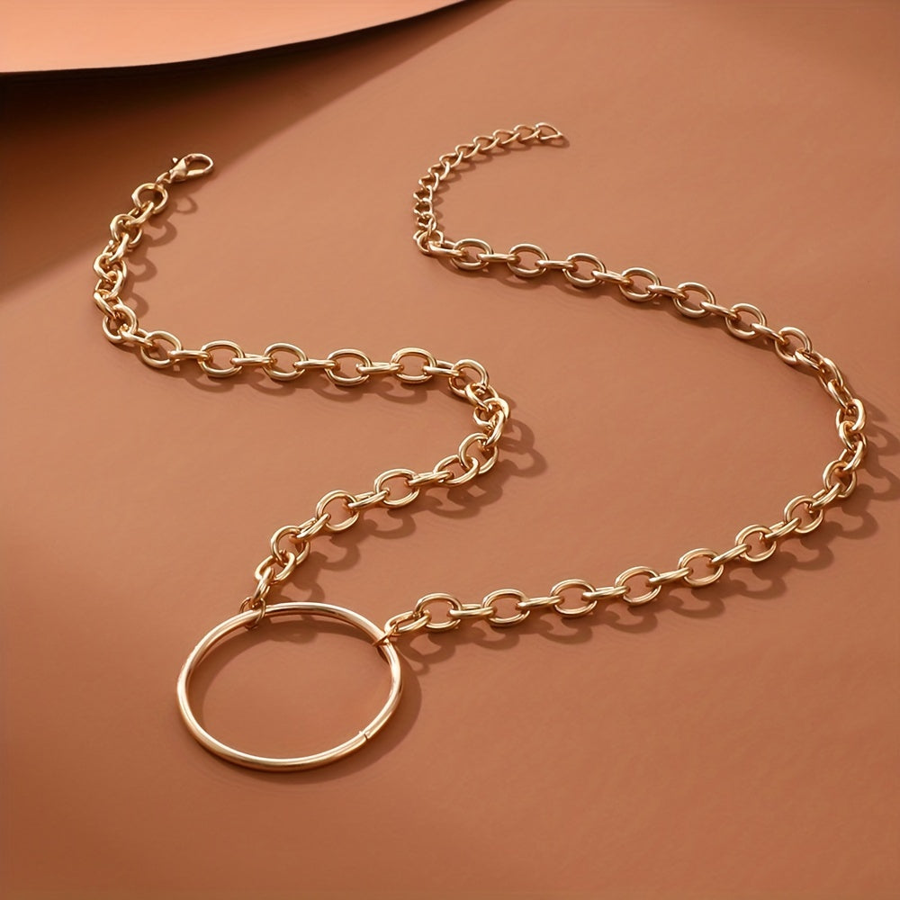 Women's Golden Round Hollow Necklace Daily Decor Ornament