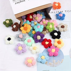 10pcs Crochet Flowers Diy Knitted Woolen Flower Clothing Accessories