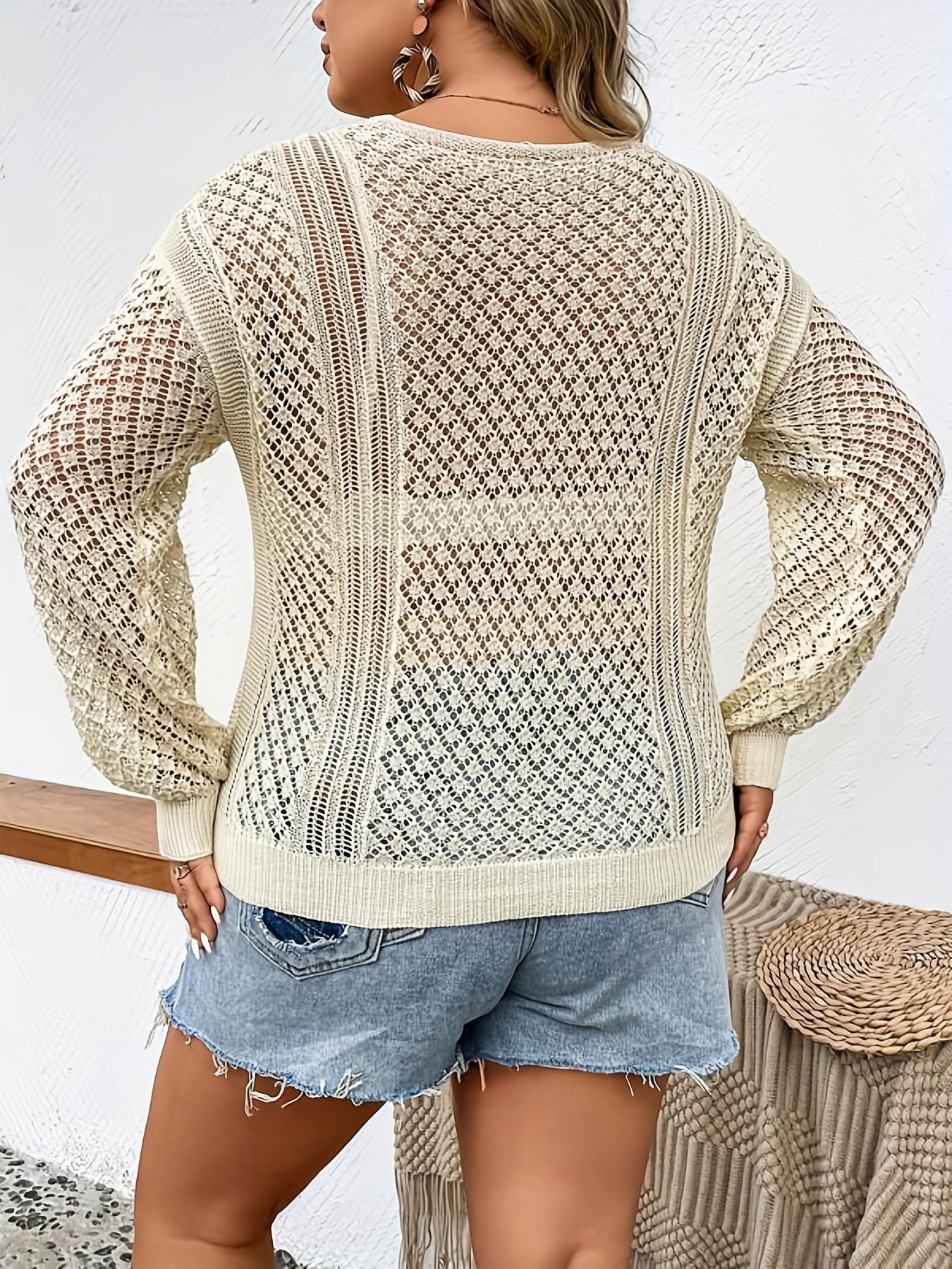  V Neck Semi Sheer Sweater