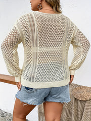  V Neck Semi Sheer Sweater