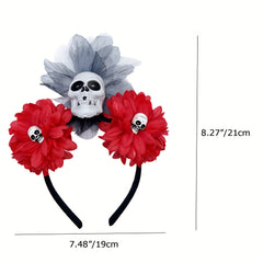 Halloween Rose Skull Headband Floral Hair Band For Women Girls
