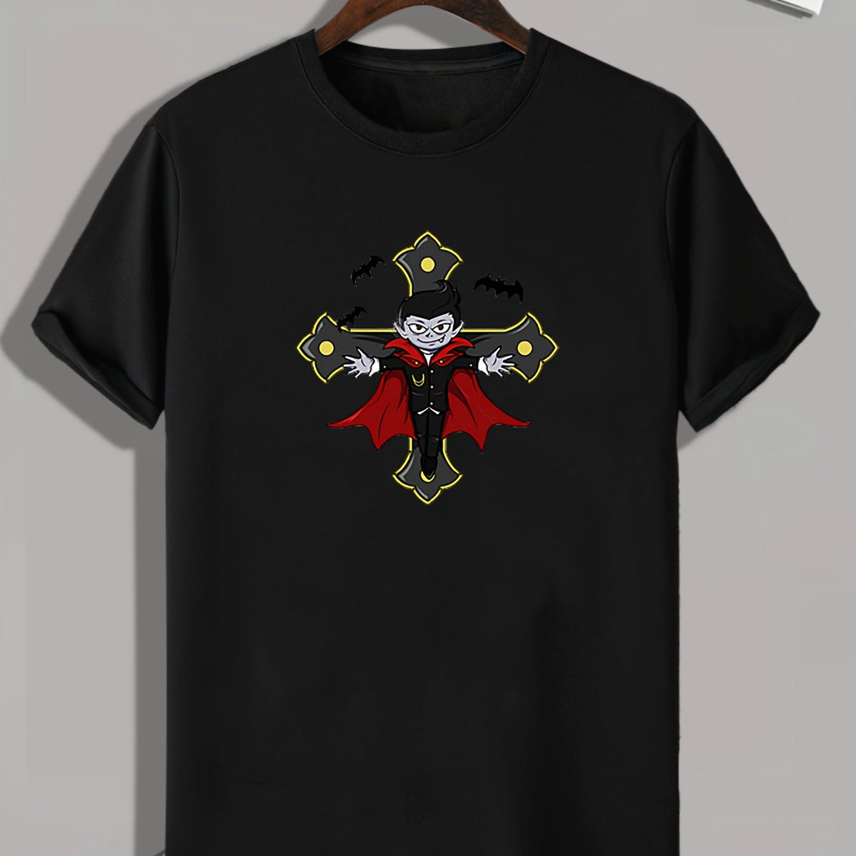 Cartoon Boy On Cross Print Men's Graphic T-shirt