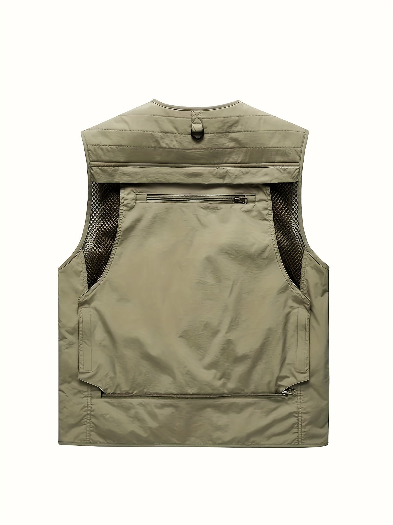 Men's Cargo Vest V Neck Zip Up Outwear