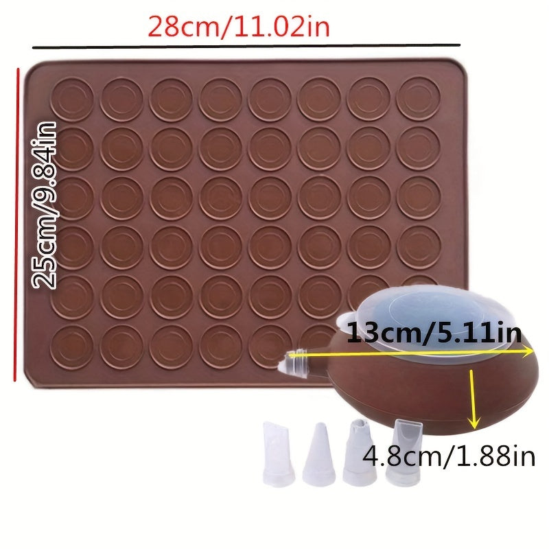 Macaron Making Kit 30 Cavity Silicone Mat Baking Pan and Pipping Pot