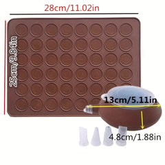 Macaron Making Kit 30 Cavity Silicone Mat Baking Pan and Pipping Pot
