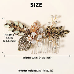 Crystal Wedding Hair Comb Clip Golden