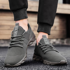 Men's Knit Lace Up Casual Shoes Anti skid Running Sneakers