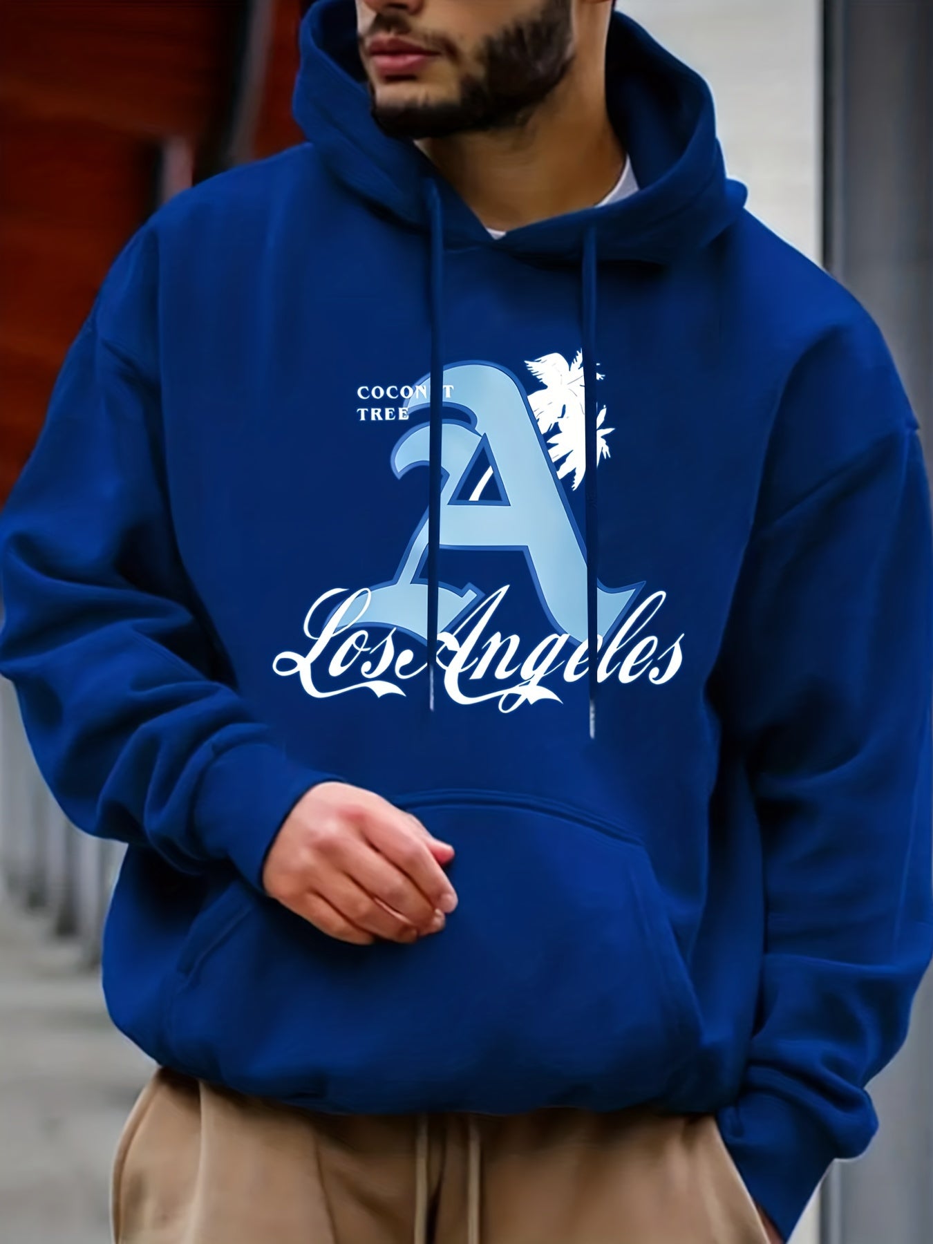 Men's Casual Letter A Hooded Sweatshirt for Autumn and Winter