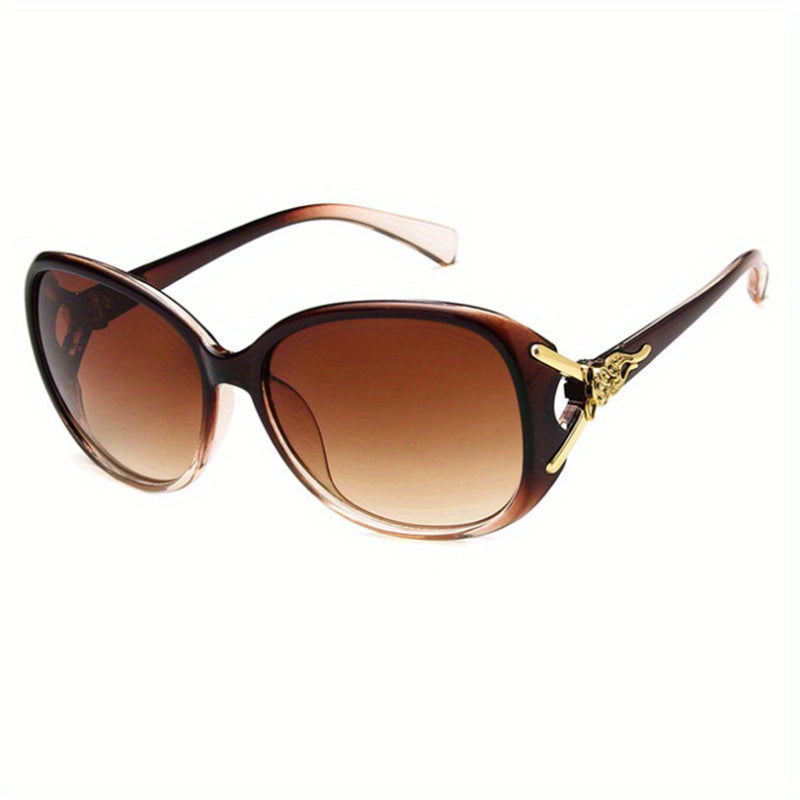 Vintage Women's Big Frame Fox Head Sunglasses Round Gradient Eyewear