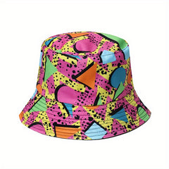 Geometric Print Couple Bucket Hat Reversible Stylish Sunshade Basin Hats Unisex