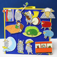 Green Sheep Felt Toy Apron Set with Storytelling Tool