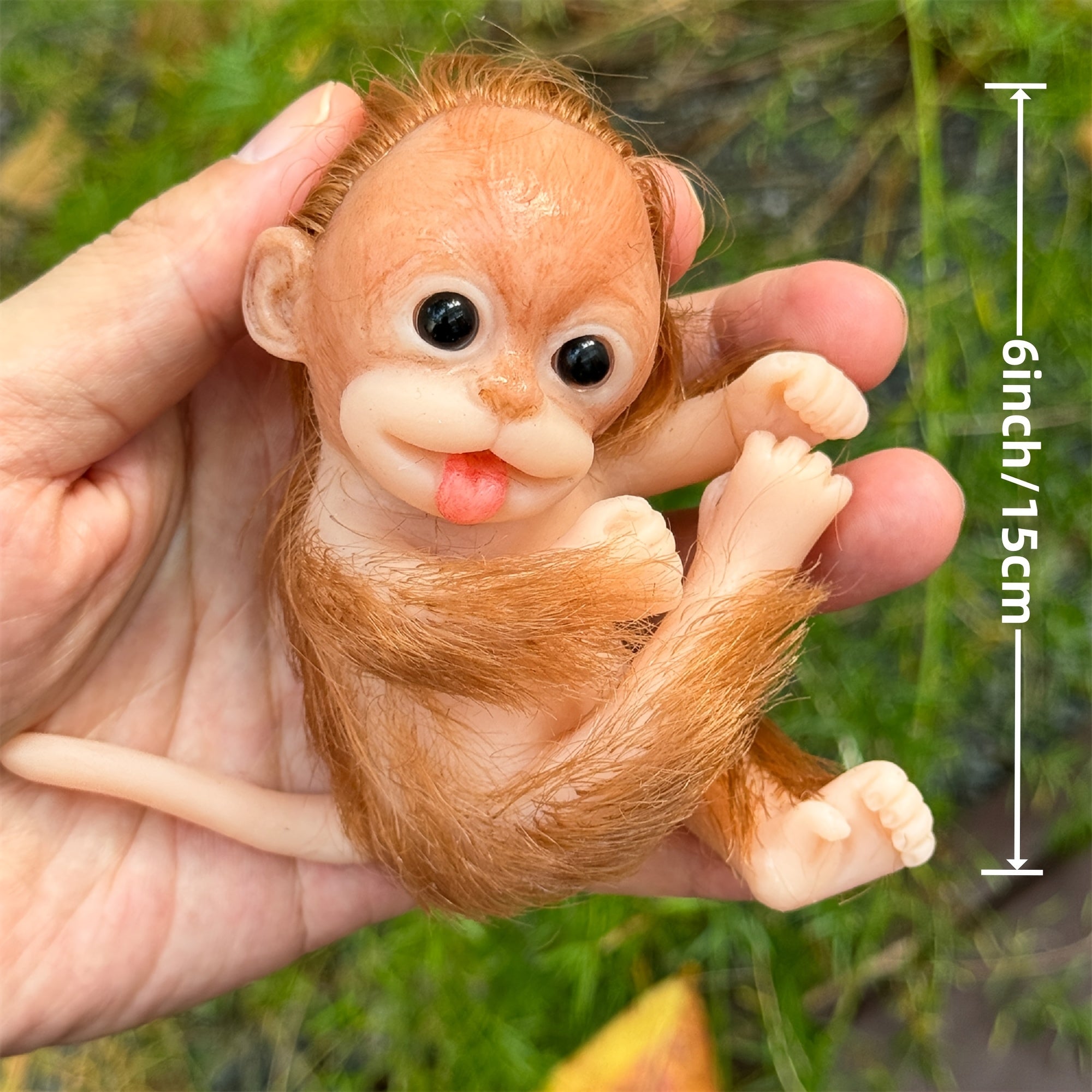 6" Hand-Painted Silicone Monkey Reborn Doll with Feeding Bottle