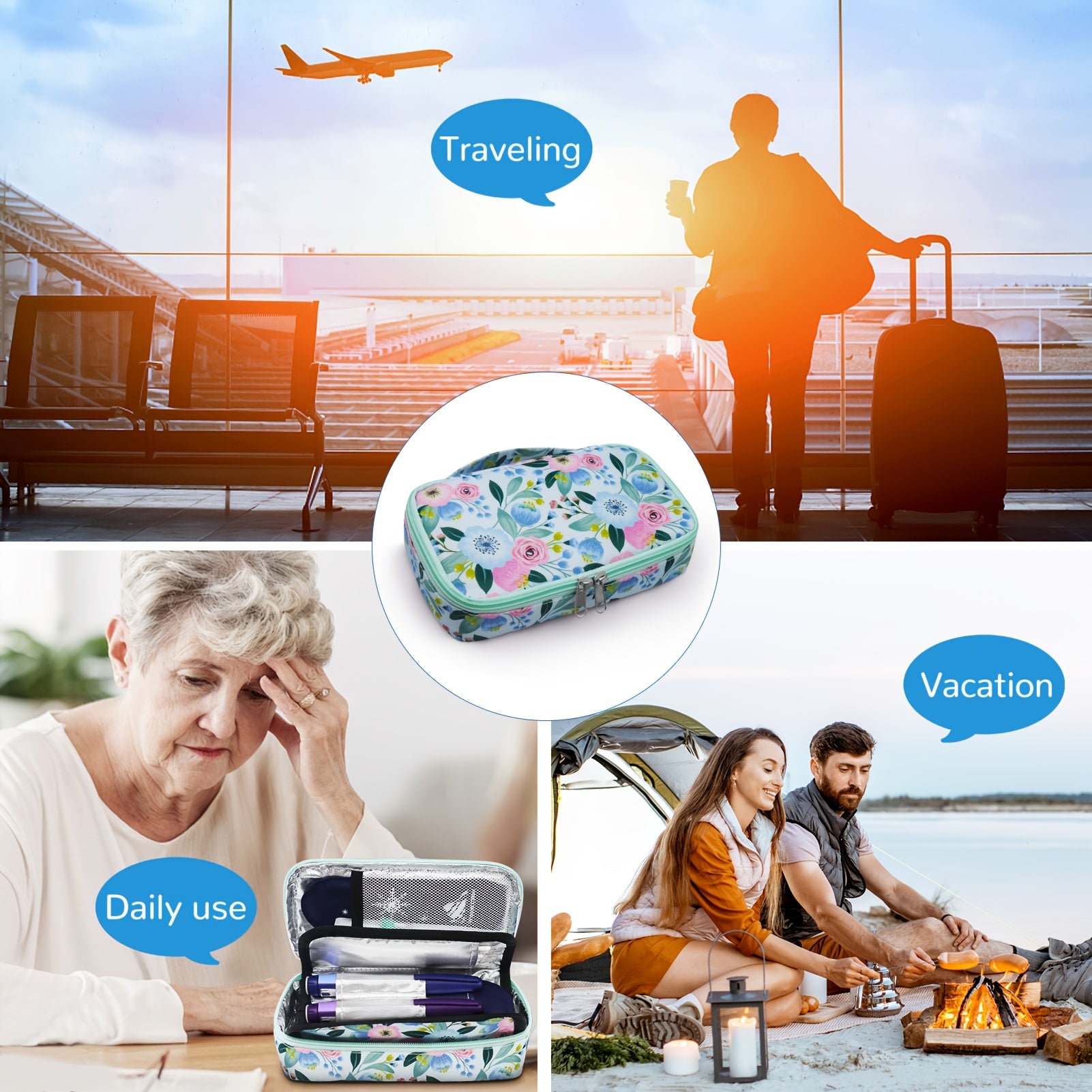 Large Portable Insulin Cooler Bag for Travel