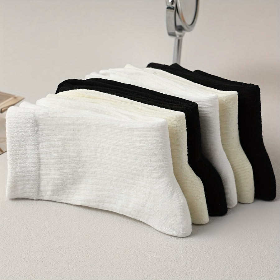 6 Pairs Solid Socks Breathable Mid Tube Stockings