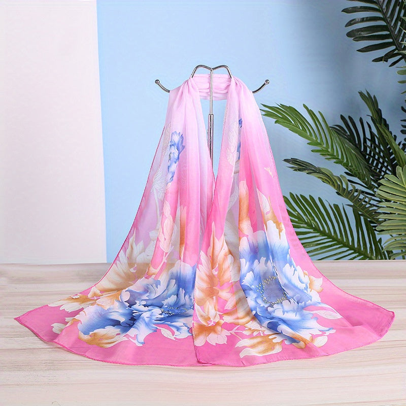 Chiffon Shawl Print Yarn Shawl Wraps Sunscreen Windproof Scarf