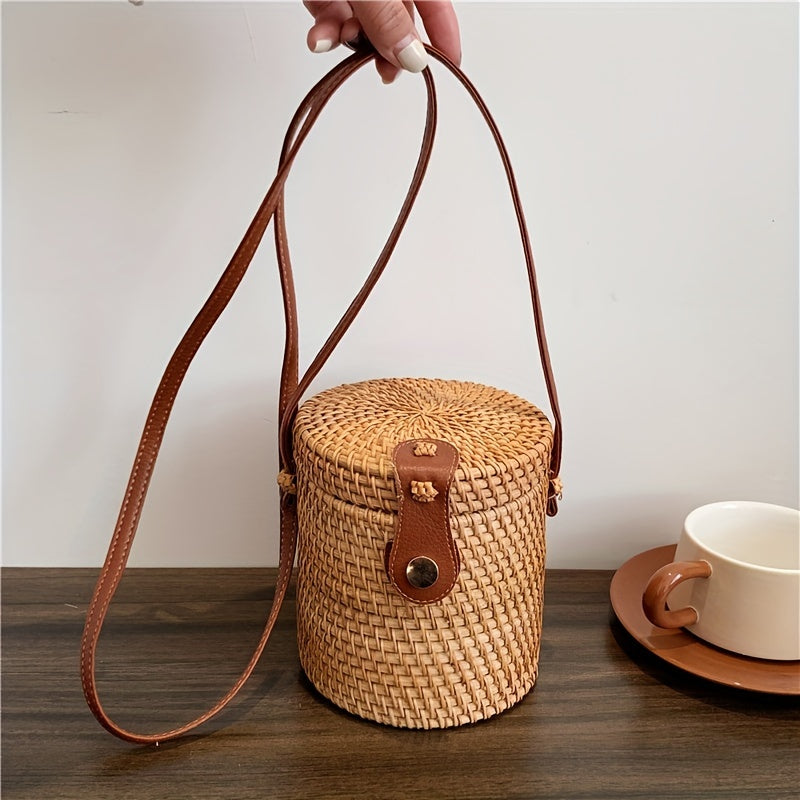 Woven Retro Style Shoulder Bag Bucket Bag Crossbody Bag