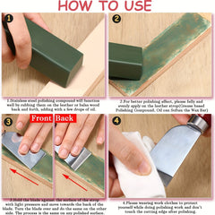 Green Fine Buffing Compound Leather Strop & Sharpening Stropping Bar