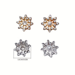 Snowflake Charm Brooch Faux Pearl & Rhinestone Decor Buckle Alloy