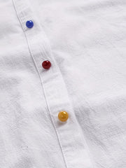  Butterfly Print Short Sleeve Button Shirt