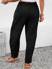 Women's Plus Solid High Rise Loose Fit Trousers