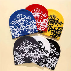 Men's Contrast Jacquard Knitted Hat Beanie
