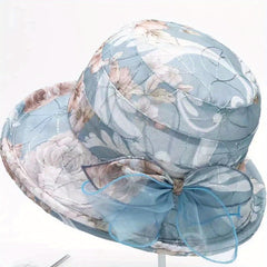 Flower Print Sun Hat Mesh Breathable Organza Bucket Hat