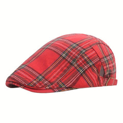 British Style Classic Plaid Vintage Beret Print Casual Cap
