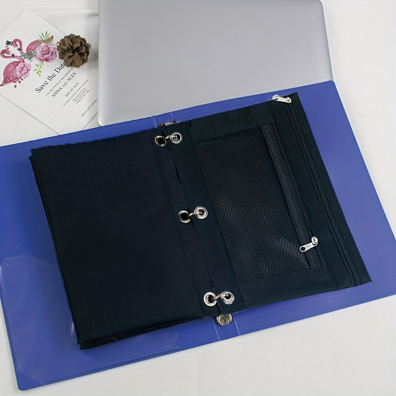 6-Piece Binder Pencil Case with Zipper & Rivet Reinforcement
