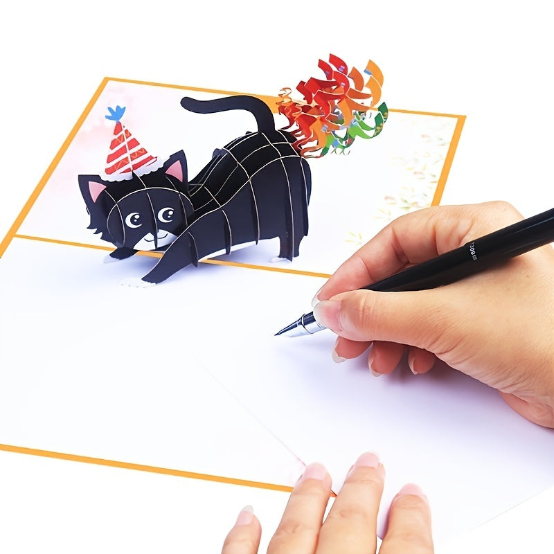 3D Funny Birthday Card Farting Rainbow Cat Kitten Card Greeting Card