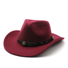 Classic Wide Belt Fedora Hat - Western Style