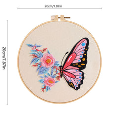 DIY Embroidery Kit Flower Butterfly Pattern Decoration Printed Fabrics Threads