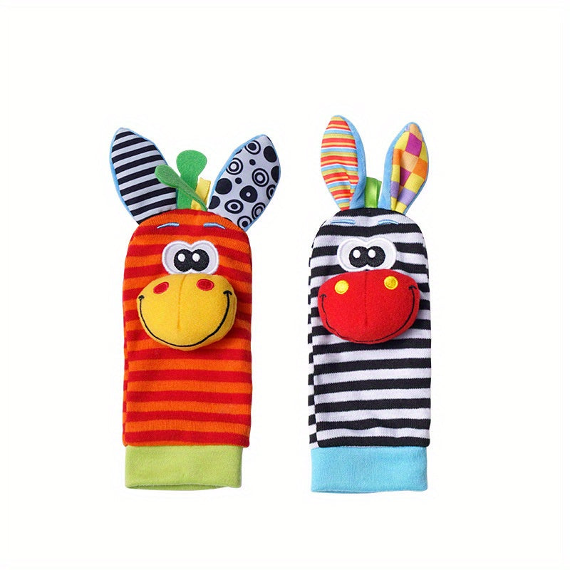 2pcs Baby Rattle Toys Stuffed Animals Wrist Foot Finder Socks