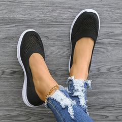 Women's Knitted Flat Loafers Slip On Shoes Lightweight Walking Shoes